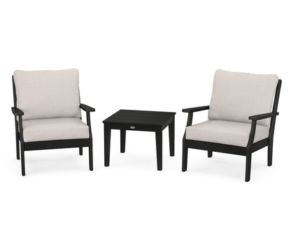 POLYWOOD® Braxton 3-Piece Deep Seating Set in Black / Dune Burlap