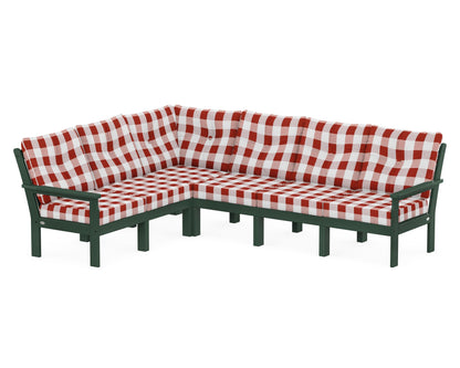 POLYWOOD® Vineyard 6-Piece Sectional in Green / Buffalo Plaid Crimson