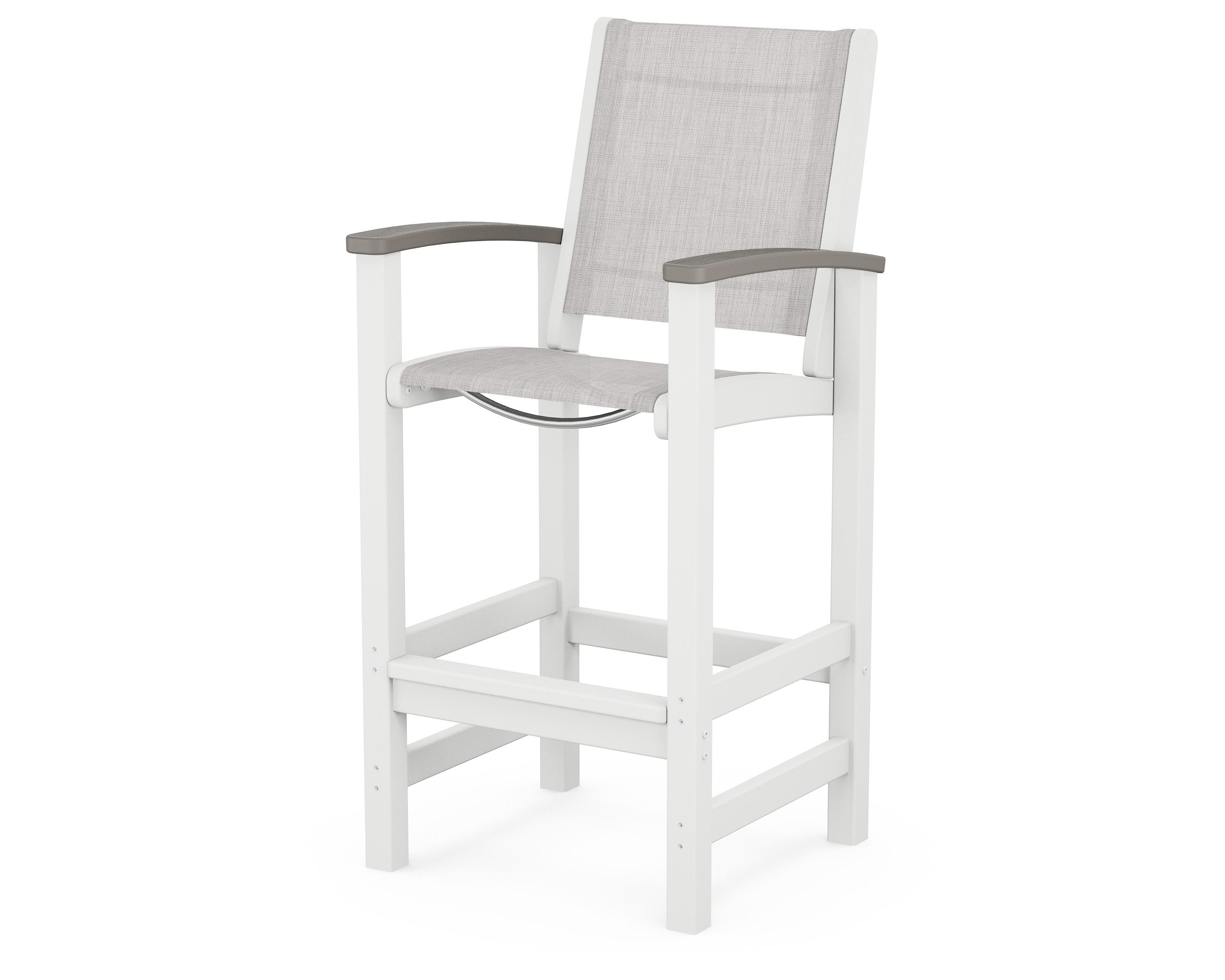 POLYWOOD® Coastal Bar Chair in White / Driftwood / Parchment Sling