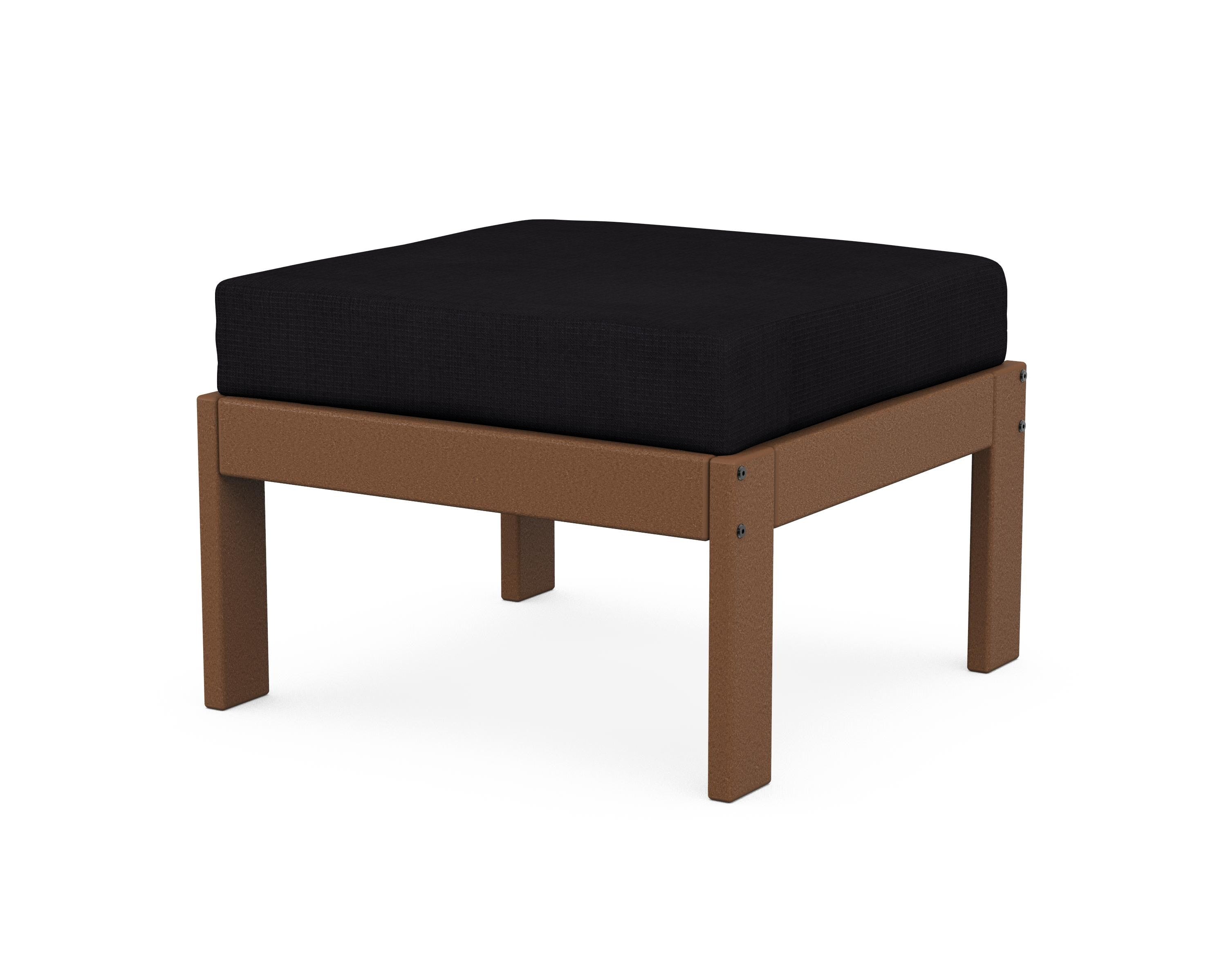 POLYWOOD® Vineyard Modular Ottoman in Teak / Midnight Linen