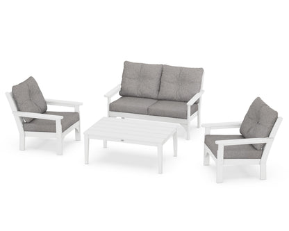 POLYWOOD® Vineyard 4-Piece Deep Seating Set in White / Grey Mist
