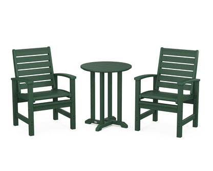POLYWOOD® Signature 3-Piece Round Farmhouse Bistro Dining Set in Green