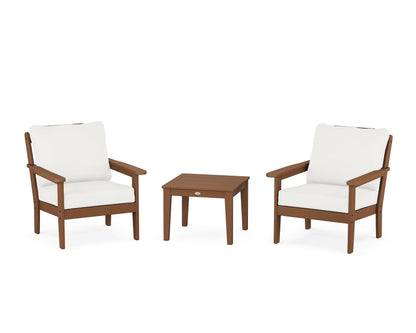 Country Living Cottage 3-Piece Deep Seating Set in Teak / Natural Linen