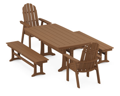 POLYWOOD® Vineyard Adirondack 5-Piece Dining Set with Trestle Legs in Teak