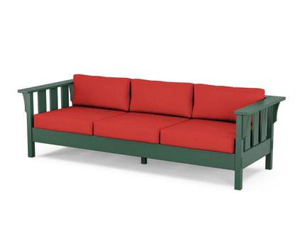 Martha Stewart by POLYWOOD® Acadia Deep Seating Sofa in Green / Crimson Linen