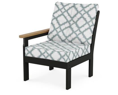 POLYWOOD® Vineyard Modular Left Arm Chair in Black / Natural / Trellis Glacier Spa