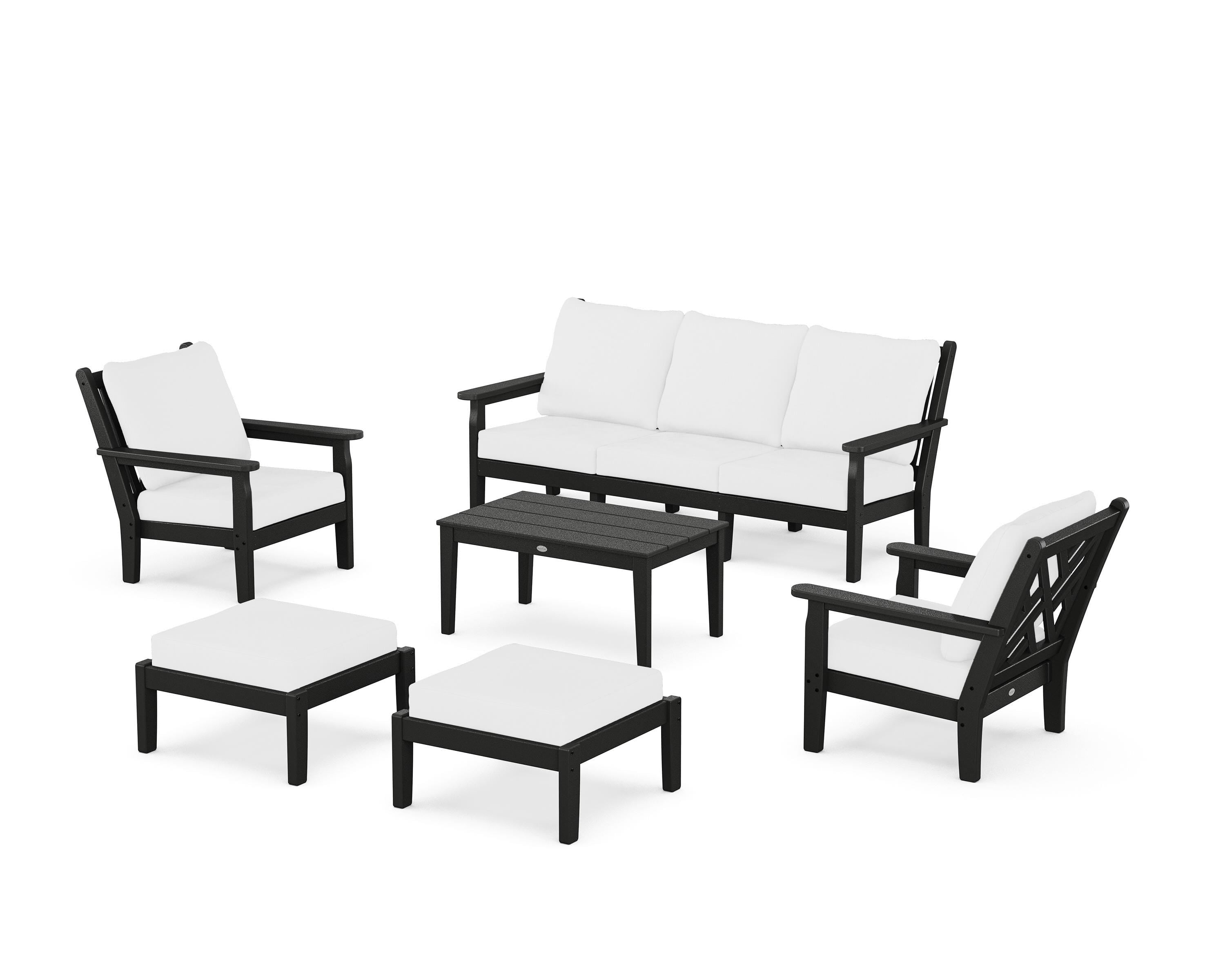 POLYWOOD® Chippendale 6-Piece Lounge Sofa Set in Black / Natural