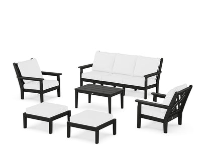 POLYWOOD® Chippendale 6-Piece Lounge Sofa Set in Black / Natural