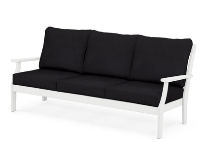 POLYWOOD® Braxton Deep Seating Sofa in White / Midnight Linen