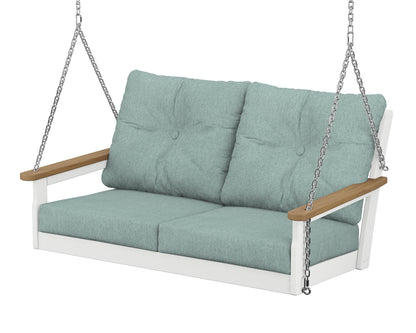 POLYWOOD® Vineyard Deep Seating Swing in White / Natural / Glacier Spa