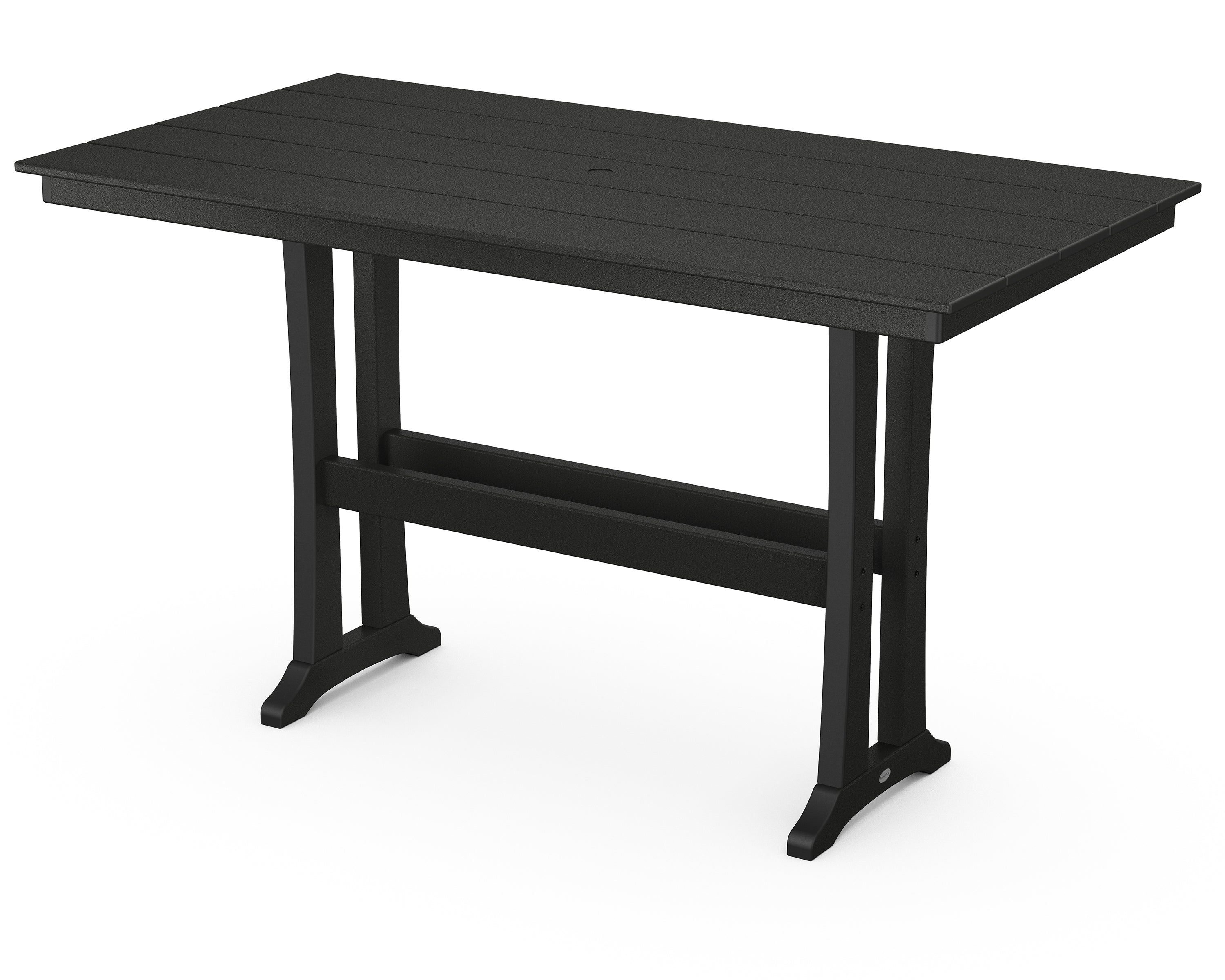 POLYWOOD® Farmhouse Trestle 37" x 72" Bar Table in Black