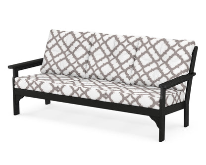 POLYWOOD® Vineyard Deep Seating Sofa in Black / Trellis Grey Mist