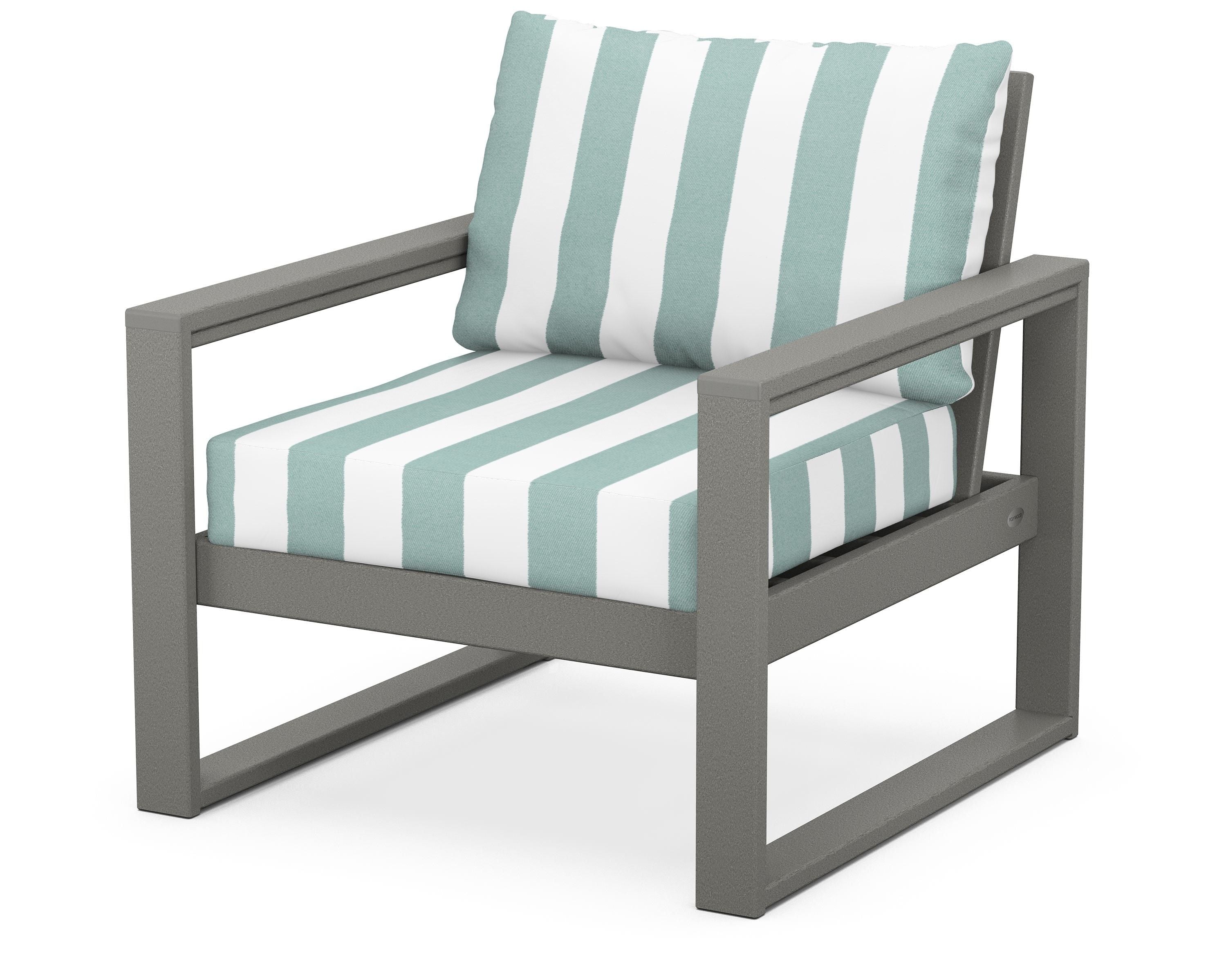 POLYWOOD® EDGE Club Chair in Slate Grey / Cabana Stripe Glacier Spa