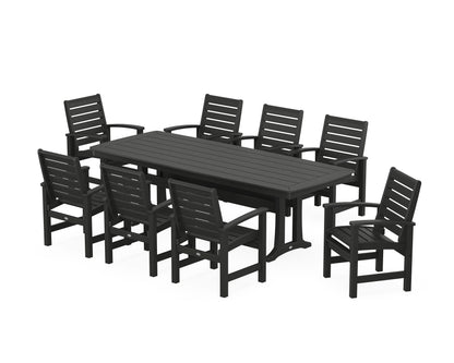 POLYWOOD® Signature 9-Piece Dining Set with Trestle Legs in Black