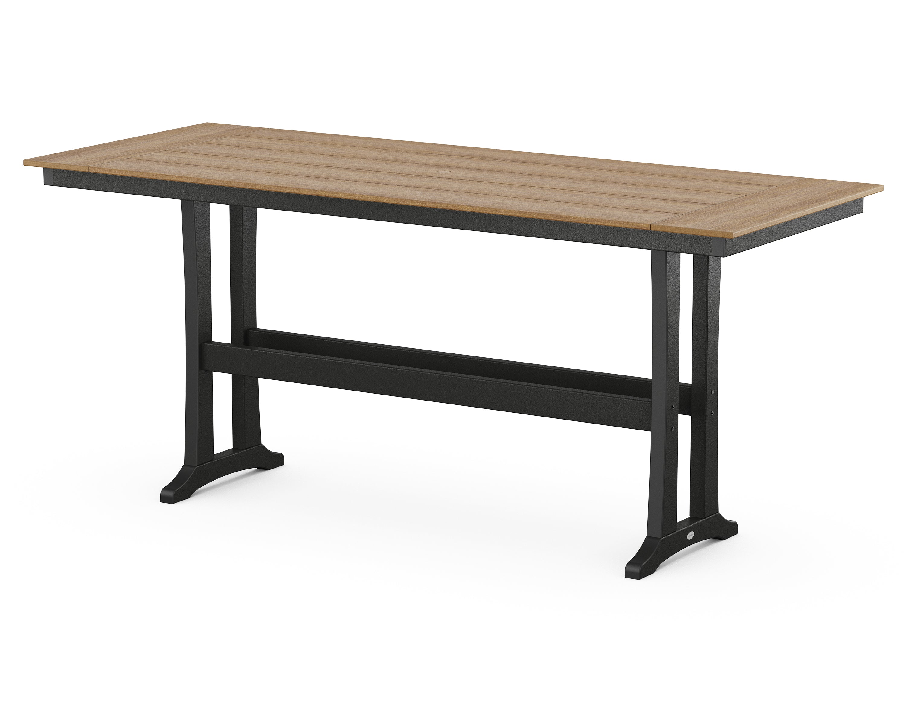 POLYWOOD® Farmhouse Trestle 38" x 96" Bar Table in Black / Natural