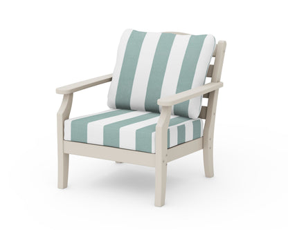 Draper James™ by  POLYWOOD® Savannah Deep Seating Chair in Sand / Cabana Stripe Glacier Spa