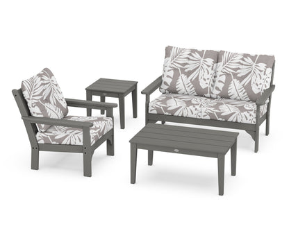 POLYWOOD® Vineyard 4-Piece Deep Seating Set in Slate Grey / Leaf Grey Mist