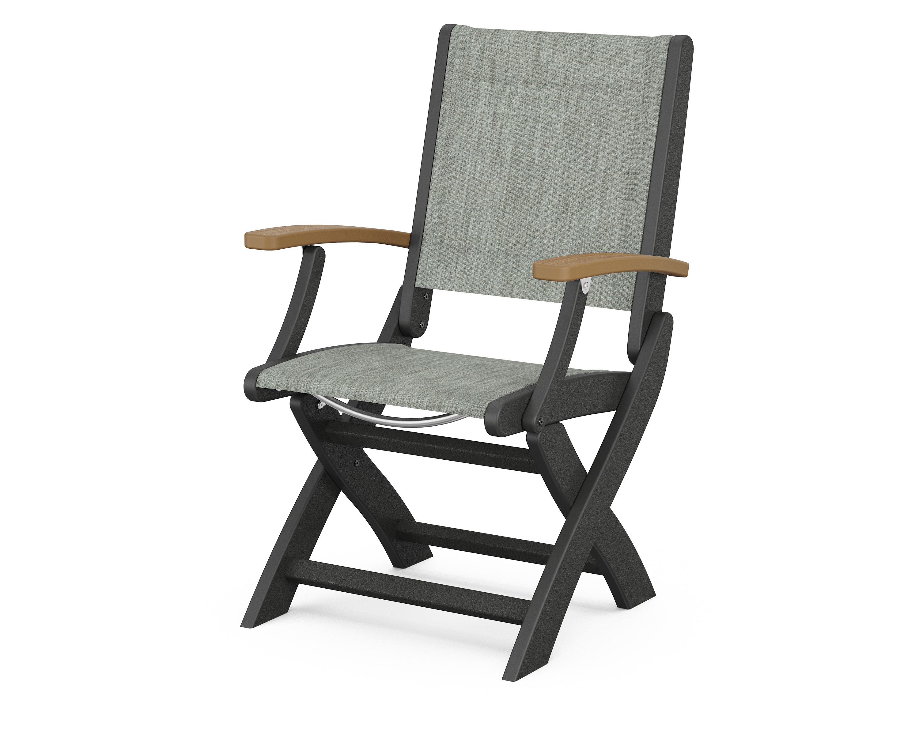 POLYWOOD® Coastal Folding Chair in Black / Natural / Birch Sling