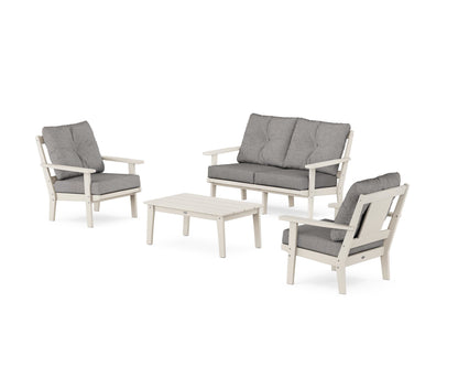 POLYWOOD® Prairie 4-Piece Deep Seating Set with Loveseat in Sand / Grey Mist