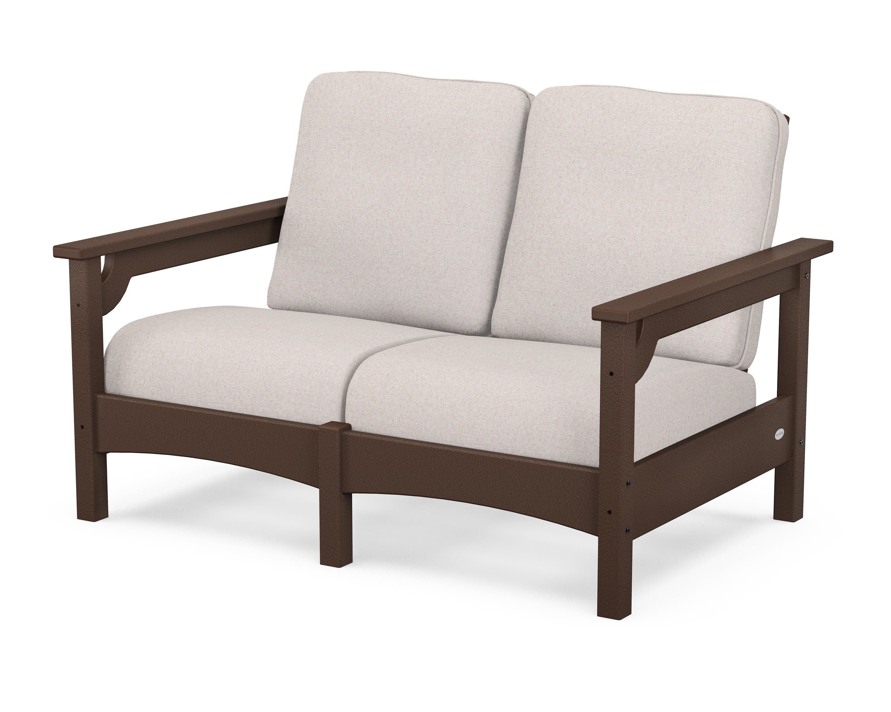 POLYWOOD® Club Loveseat in Mahogany / Dune Burlap