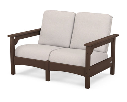 POLYWOOD® Club Loveseat in Mahogany / Dune Burlap