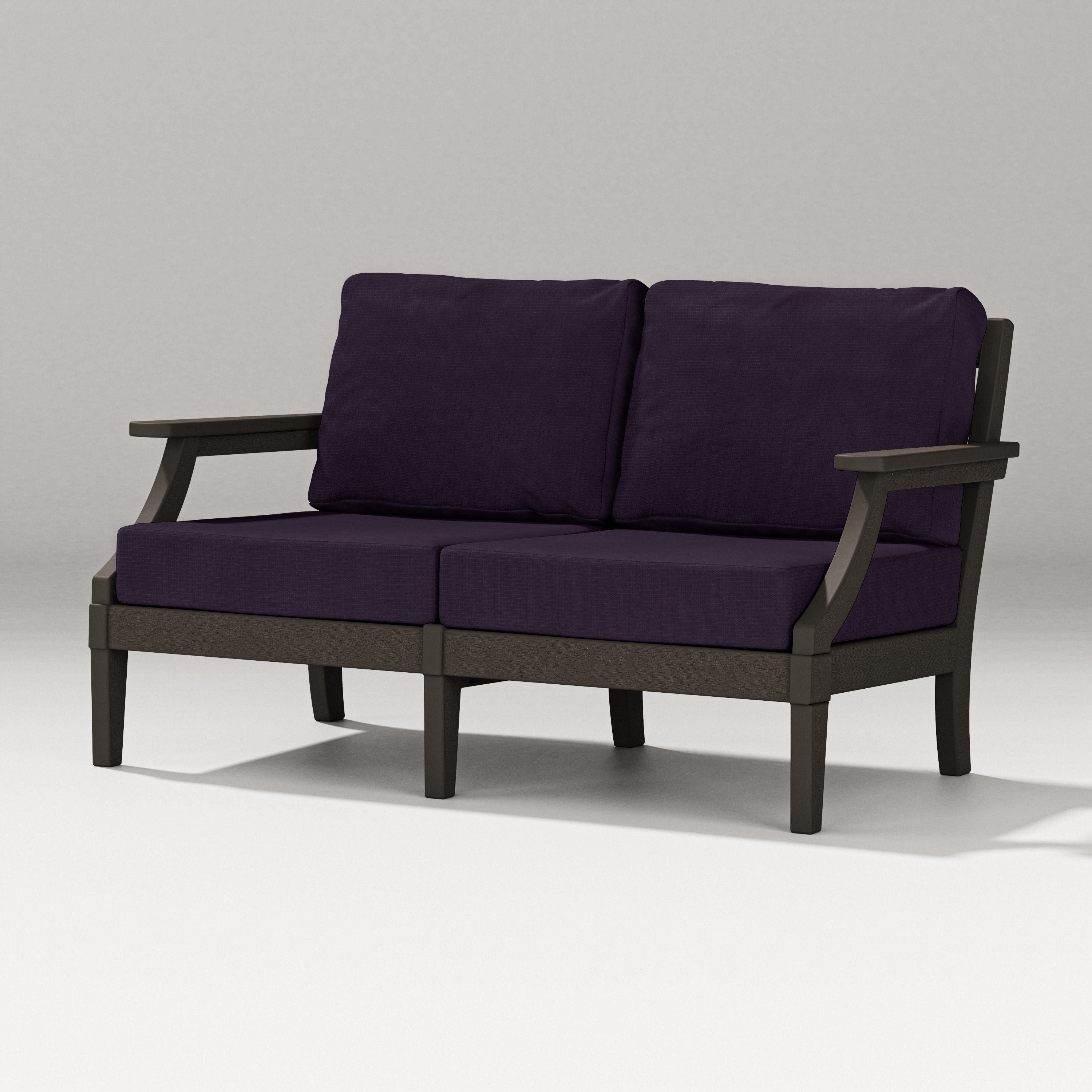 PW Designer Series Estate Loveseat in Vintage Coffee / Navy Linen
