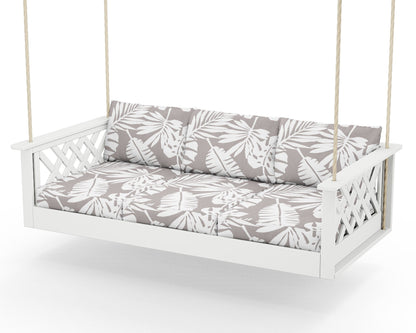 Country Living Wovendale Daybed Swing in White / Leaf Grey Mist