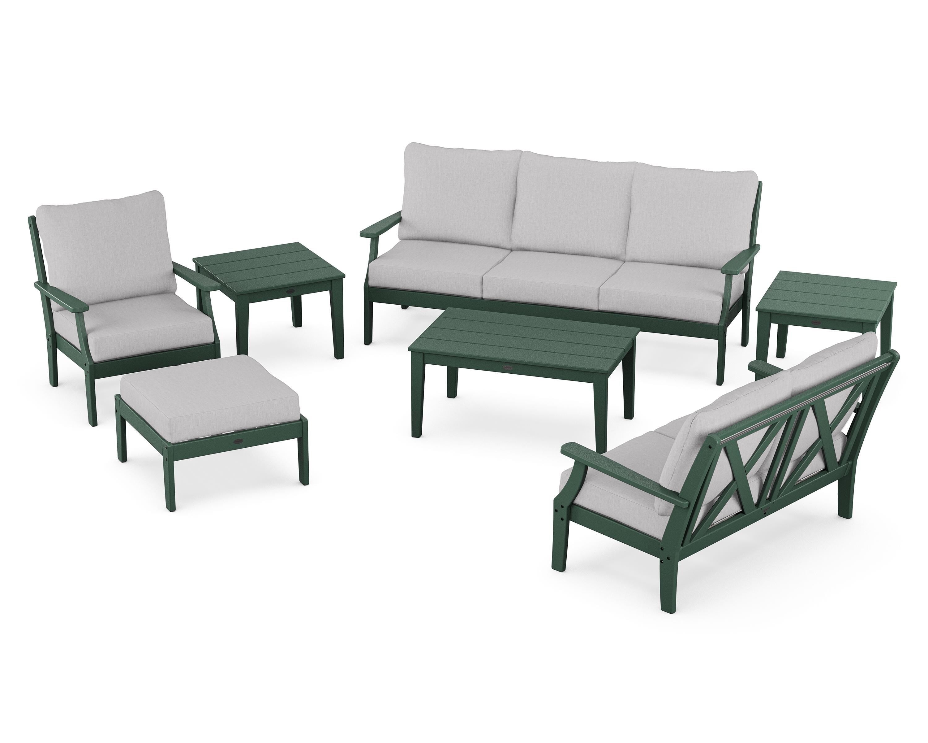 POLYWOOD® Braxton 7-Piece Deep Seating Set in Green / Granite