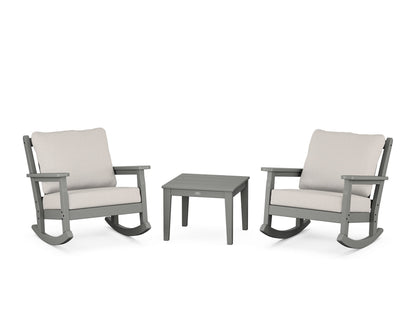 POLYWOOD® Chippendale 3-Piece Deep Seating Rocker Set in Slate Grey / Cast Ash