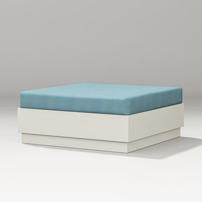 PW Designer Series Elevate Lounge Ottoman in Vintage White / Lattice Sky Blue