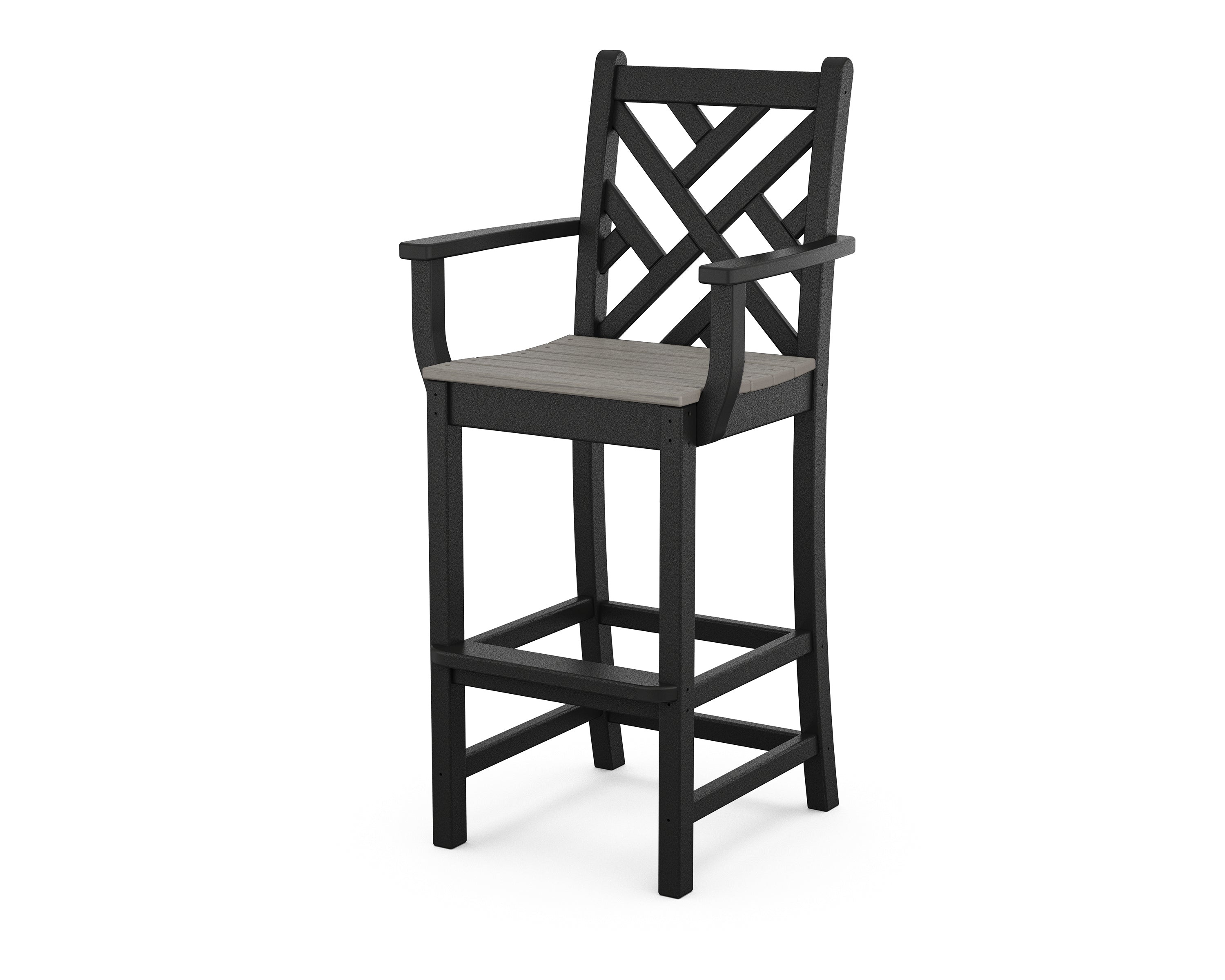POLYWOOD® Chippendale Bar Arm Chair in Black / Driftwood