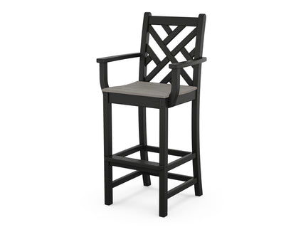 POLYWOOD® Chippendale Bar Arm Chair in Black / Driftwood