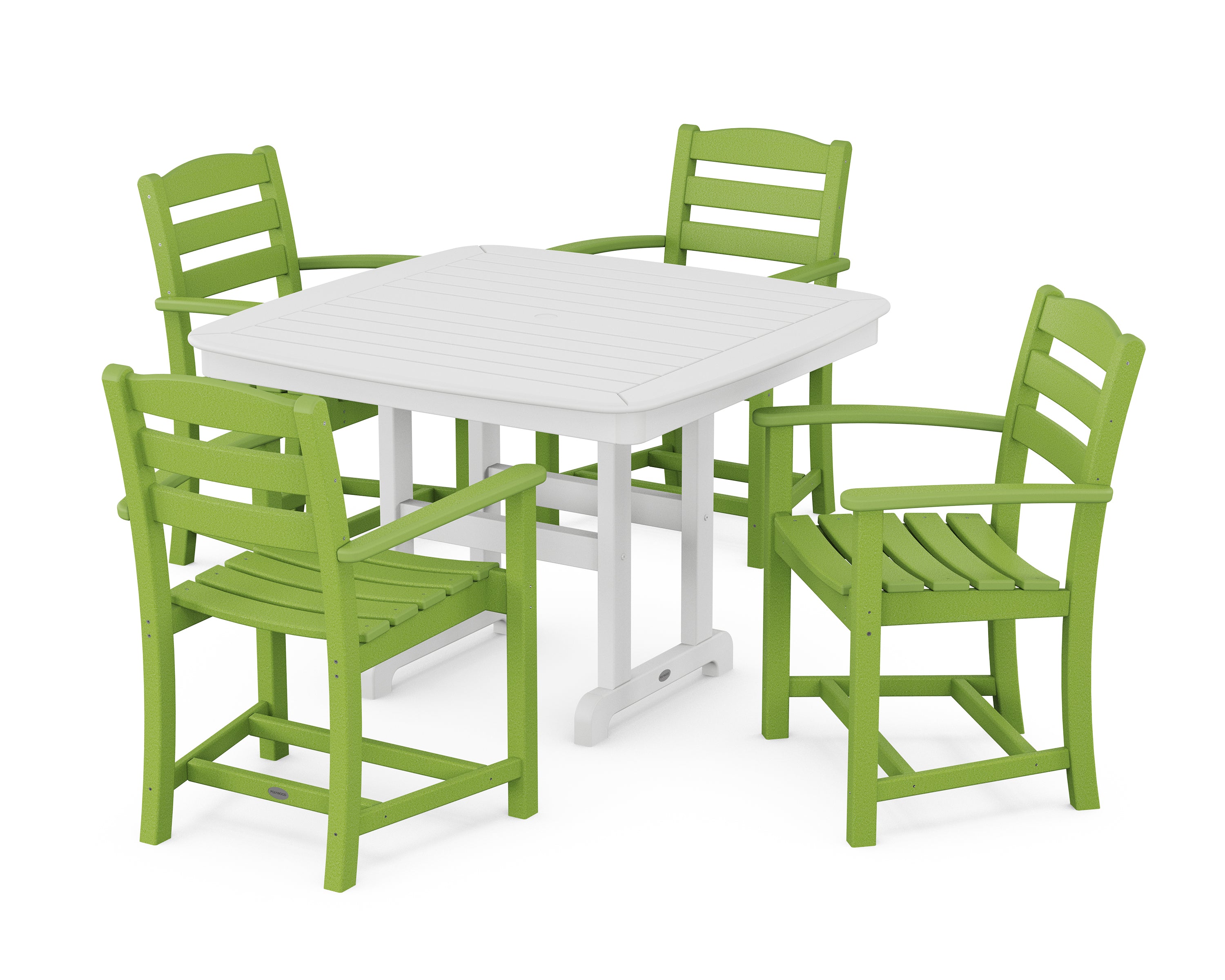POLYWOOD® La Casa Café 5-Piece Dining Set with Trestle Legs in Lime / White