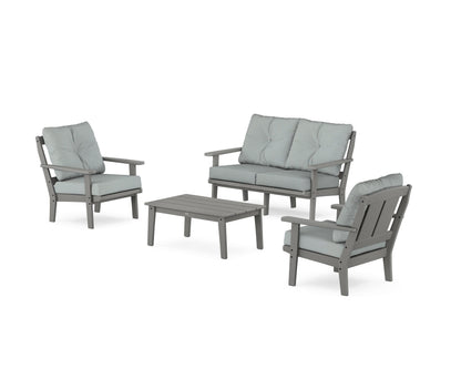 POLYWOOD® Mission 4-Piece Deep Seating Set with Loveseat in Slate Grey / Spa