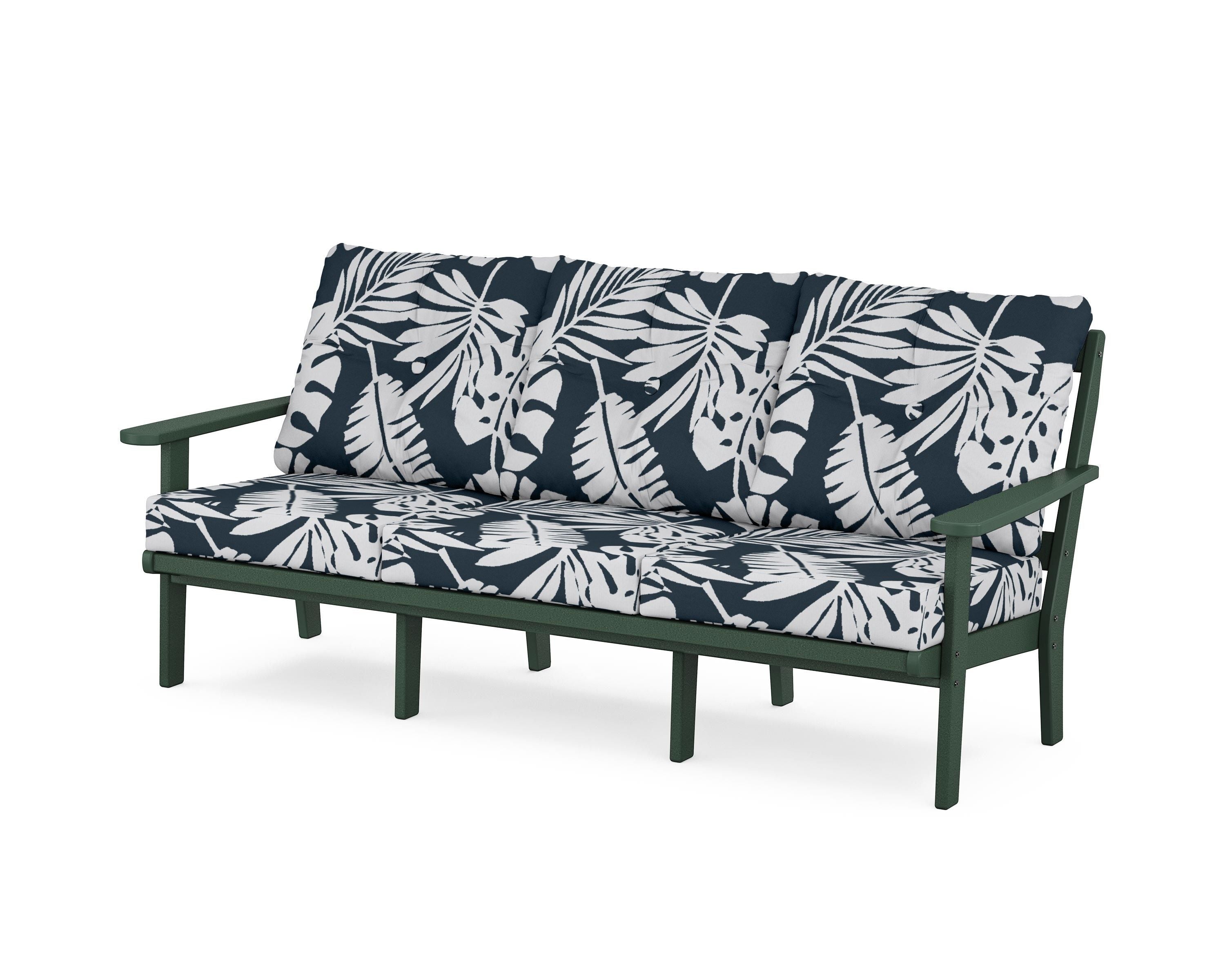 POLYWOOD® Mission Deep Seating Sofa in Green / Leaf Marine Indigo