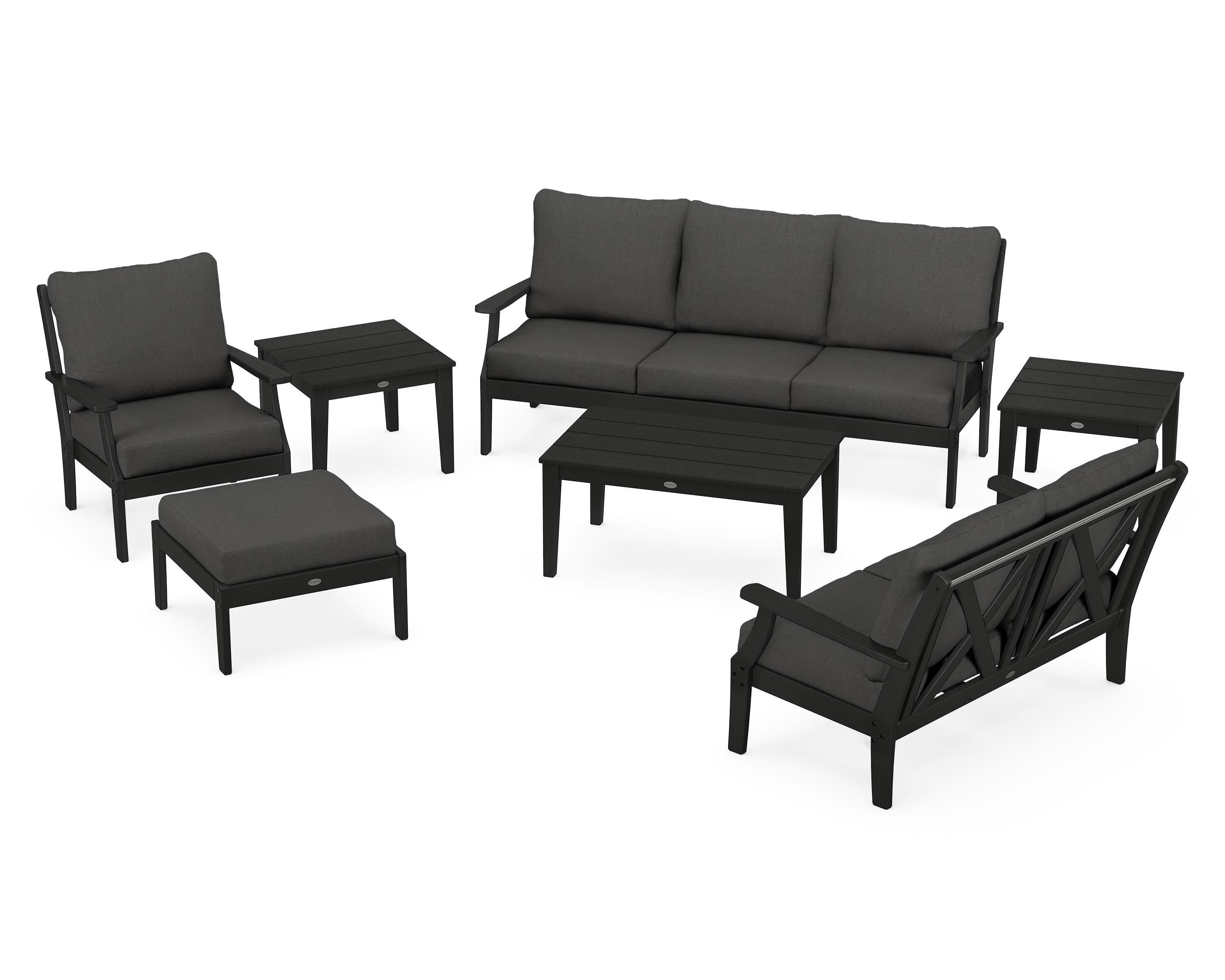 POLYWOOD® Braxton 7-Piece Deep Seating Set in Black / Spectrum Carbon