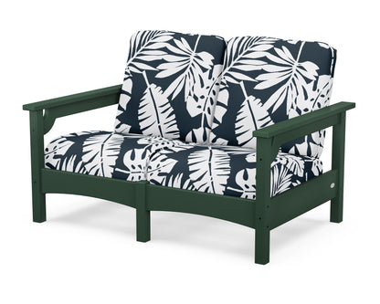 POLYWOOD® Club Loveseat in Green / Leaf Marine Indigo