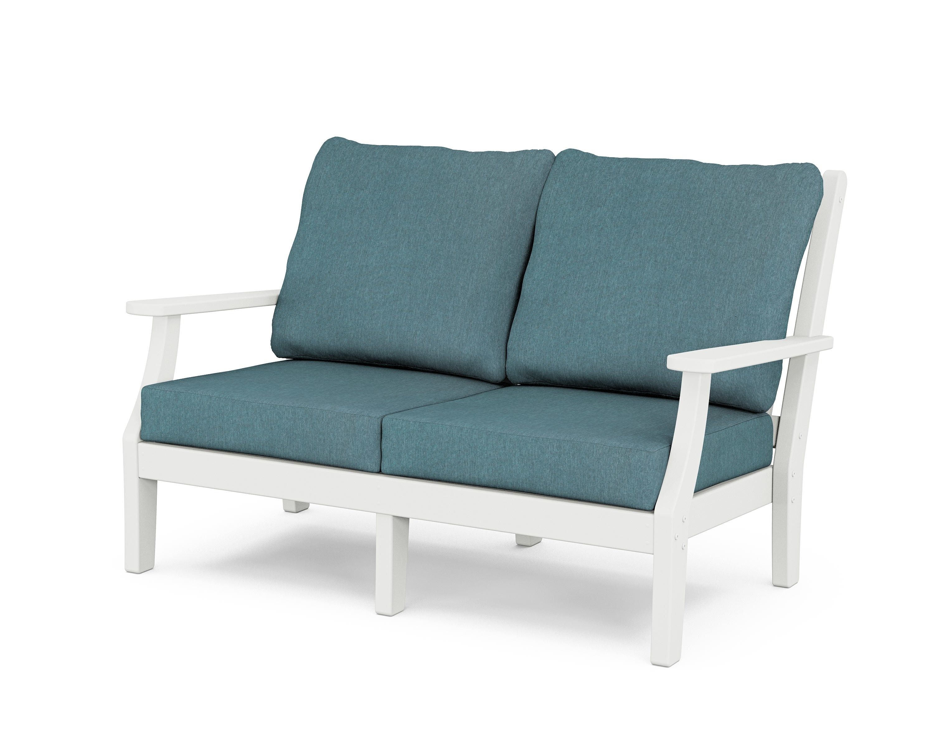 Country Living Wovendale Deep Seating Loveseat in White / Ocean Teal