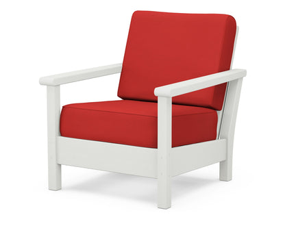 POLYWOOD® Harbour Deep Seating Chair in Vintage White / Crimson Linen