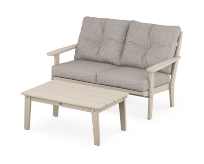 POLYWOOD® Lakeside 2-Piece Lounge Loveseat Set in Sand / Weathered Tweed