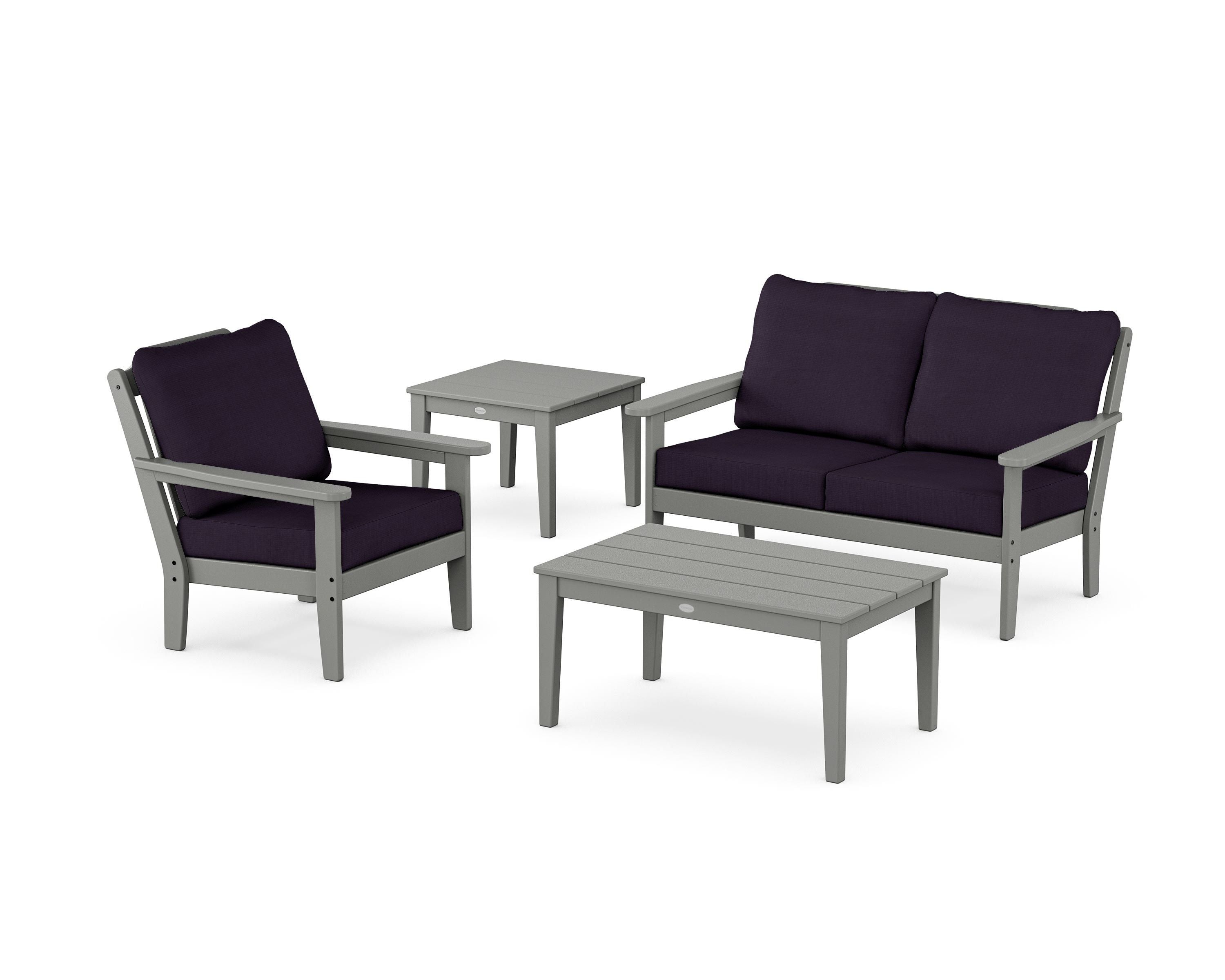 Country Living Wovendale 4-Piece Deep Seating Set in Slate Grey / Navy Linen