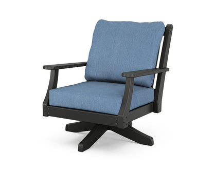 Country Living Wovendale Deep Seating Swivel Chair in Black / Sky Blue