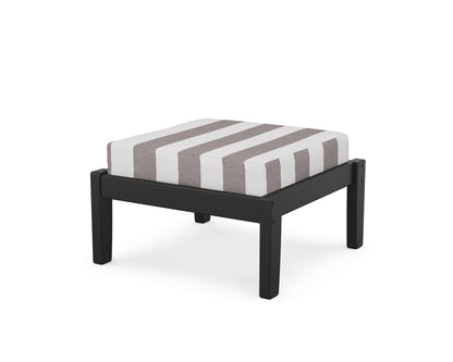 Unbranded Deep Seating Ottoman in Black / Cabana Stripe Grey Mist