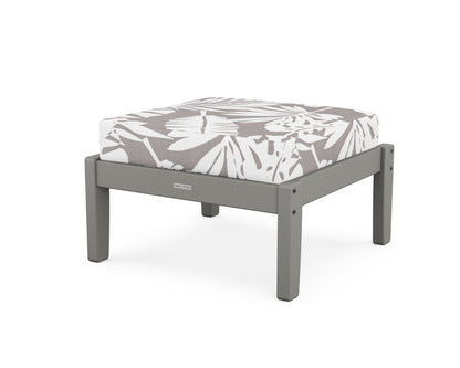 Martha Stewart by POLYWOOD® Chinoiserie Deep Seating Ottoman in Slate Grey / Leaf Grey Mist