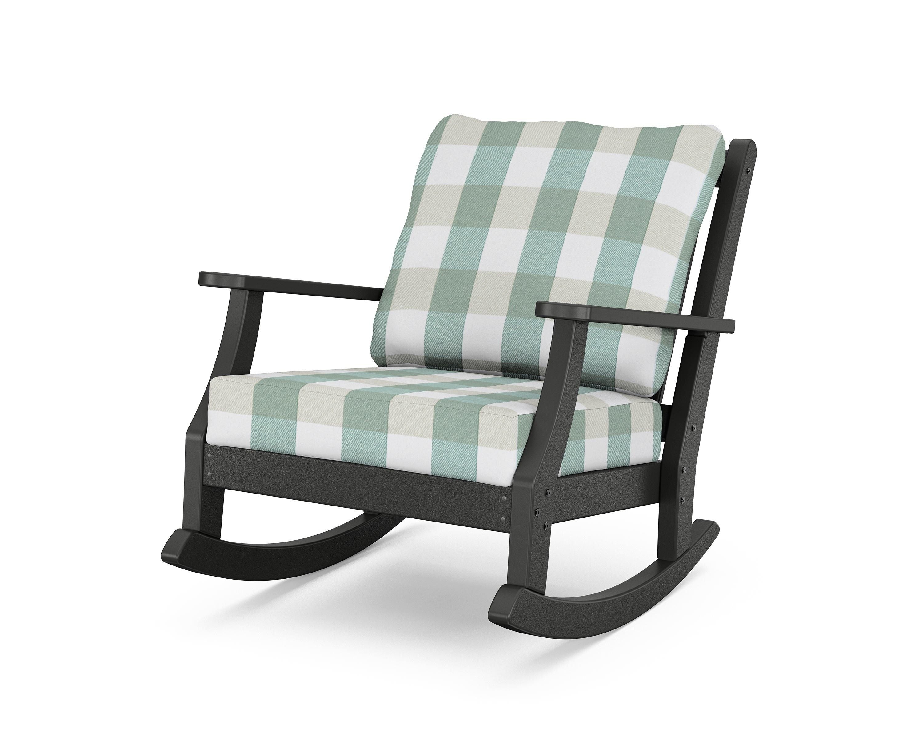 Country Living Wovendale Deep Seating Rocking Chair in Black / Buffalo Plaid Glacier Spa