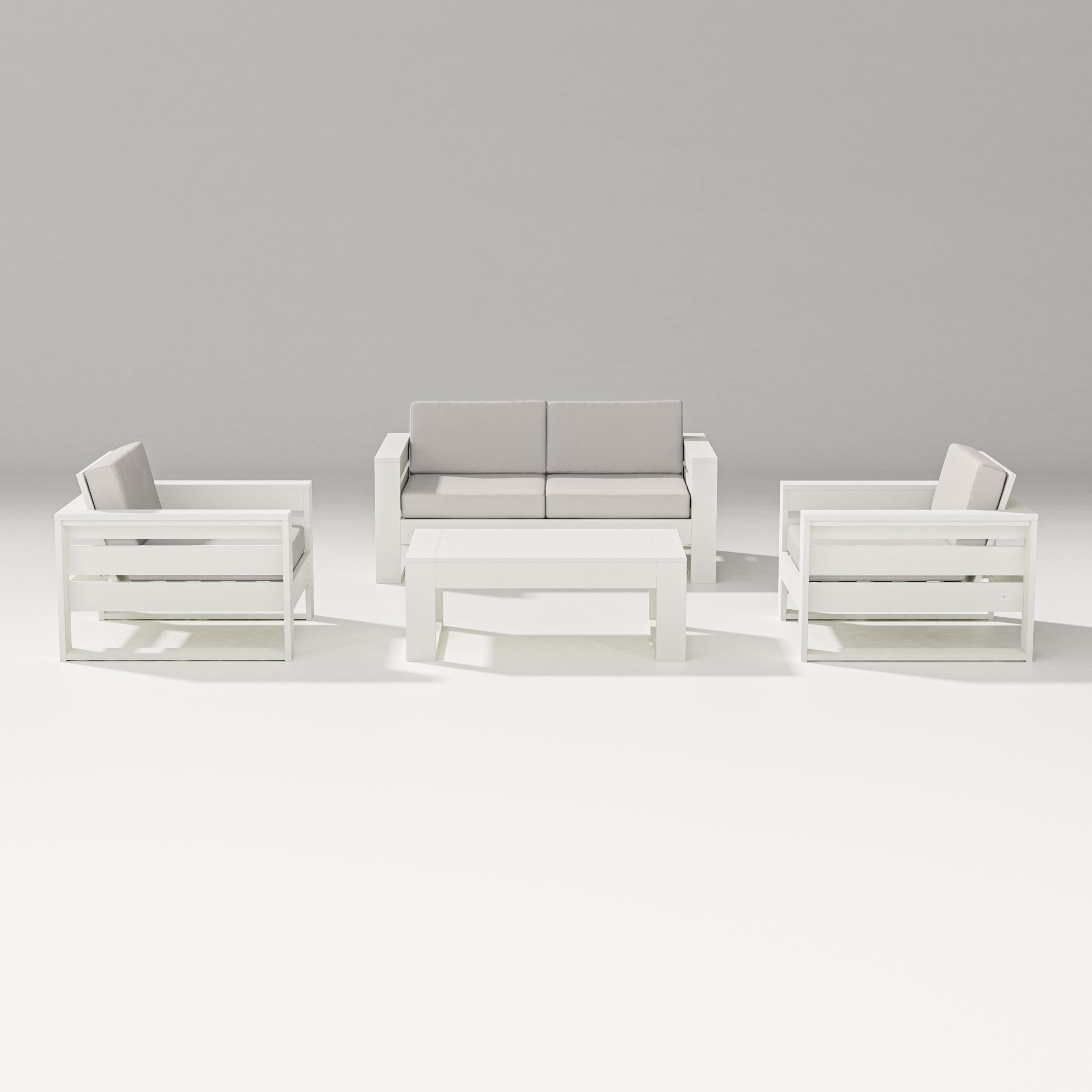 PW Designer Series Latitude 4-Piece Lounge Loveseat Set in Vintage White / Cast Ash