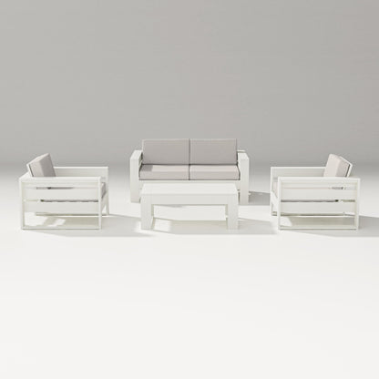 PW Designer Series Latitude 4-Piece Lounge Loveseat Set in Vintage White / Cast Ash