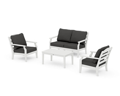 Draper James™ by  POLYWOOD® Savannah 4-Piece Deep Seating Set with Loveseat in Vintage White / Spectrum Carbon