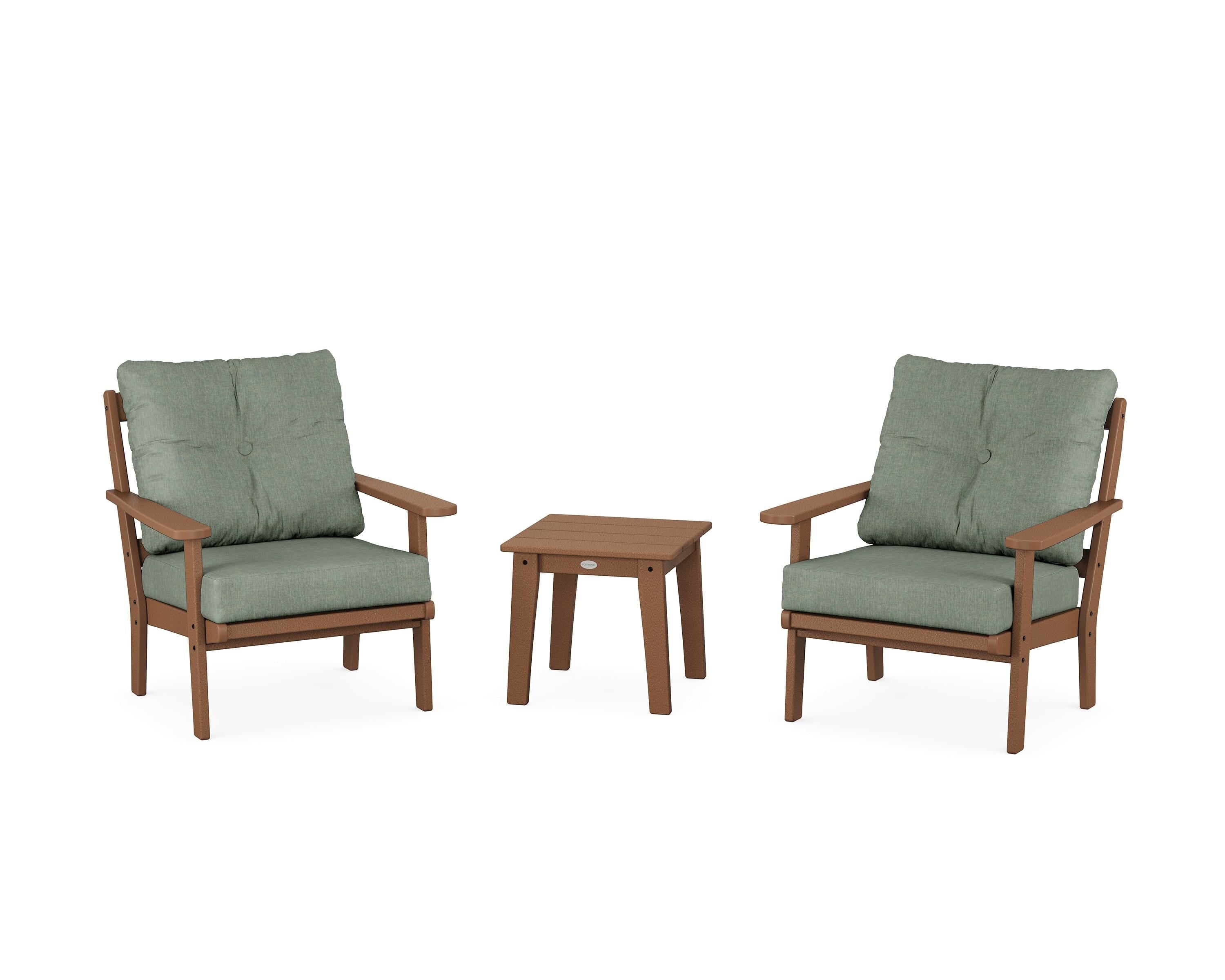 POLYWOOD® Mission 3-Piece Deep Seating Set in Teak / Cast Sage
