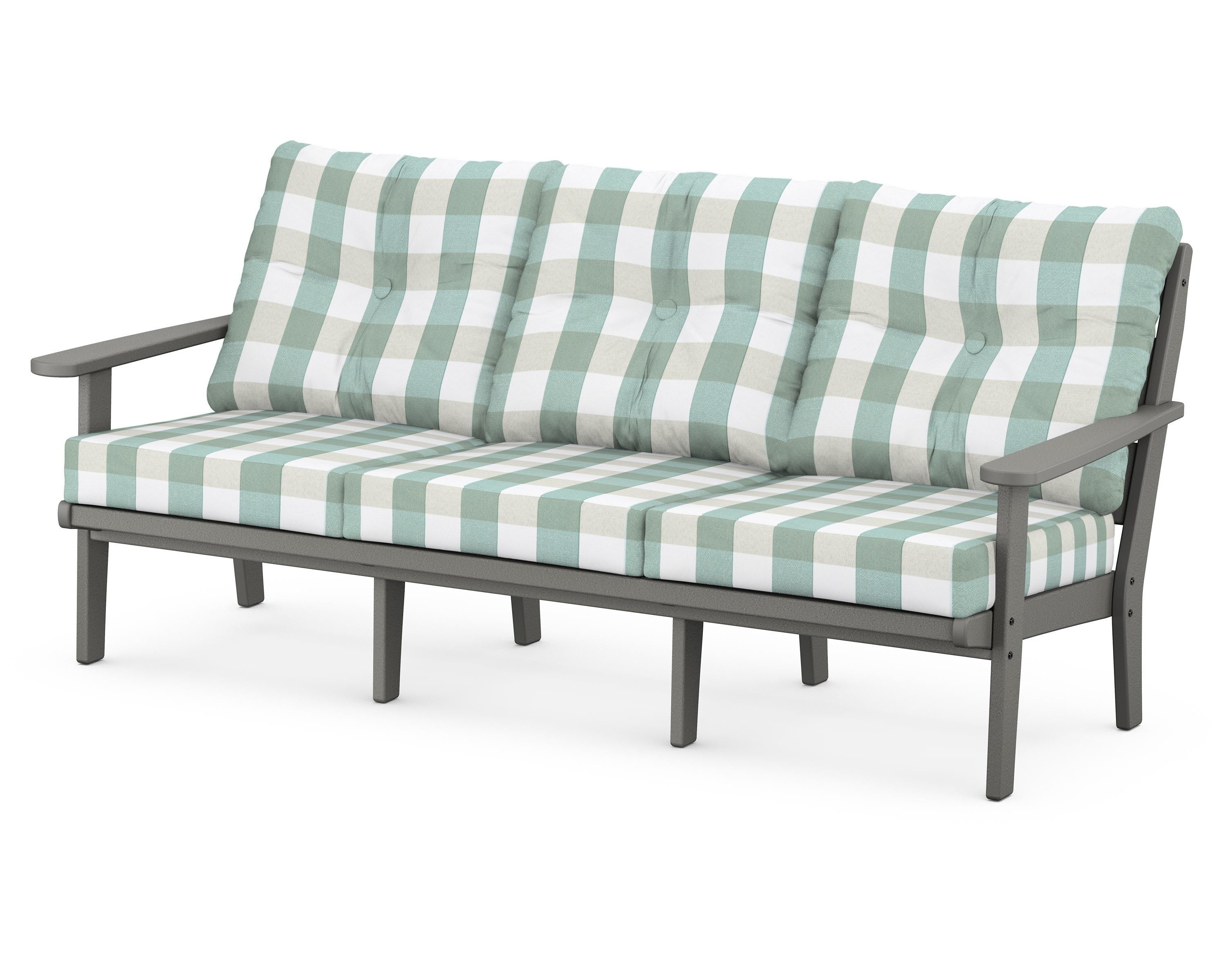 POLYWOOD® Lakeside Deep Seating Sofa in Slate Grey / Buffalo Plaid Glacier Spa